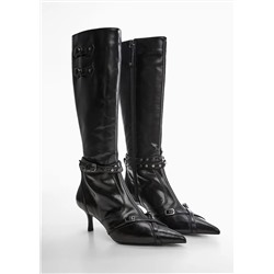 Bota alta tacón piel  -  Mujer | MANGO OUTLET España