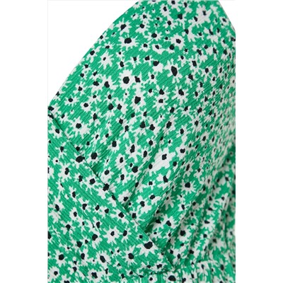 Зеленый A-Line Cramaze Yova Flower Pattern Летнее вязание платье большого размера TBBSS22AH00051