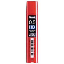 Грифели запасные 0,5 мм, HB, PENTEL (Япония), КОМПЛЕКТ 12 штук, "Ain Stein", C275S-HB