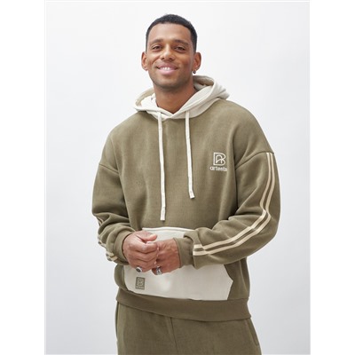 Спортивный костюм мужской демисезонный на флисе цвета хаки 325Kh