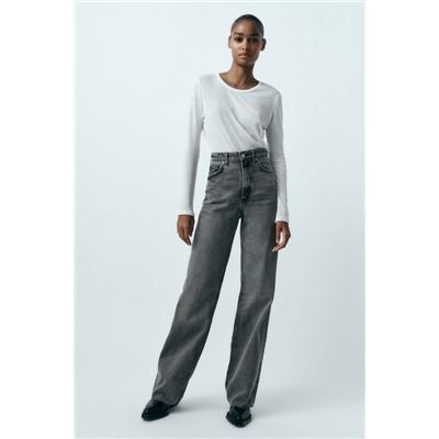 JEANS TRF WIDE LEG TIRO ALTO