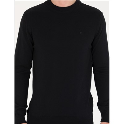 Black Slim Fit Half Fisherman воротник базовый вязаный свитер