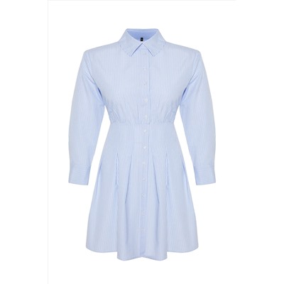 Blue Poplin Plating Big Size Dress