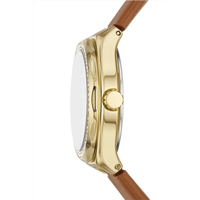 Reloj de cuarzo de piel Eevie - Marrón y dorado