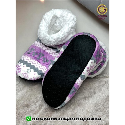 Уги домашние женские  "Снежинки"Арт 1244 /6 Сиреневый
