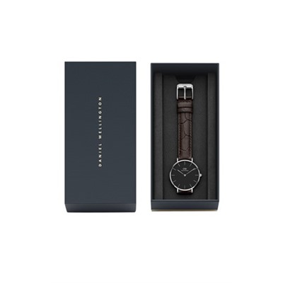 Reloj de cuarzo de piel York - 28 mm - Negro