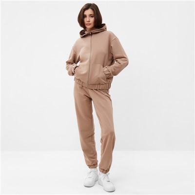 Костюм женский (толстовка, брюки) MINAKU: Casual collection цвет бежевый, размер 46