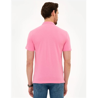 Pink Slim Fit Polo Yaka Basic T -For
