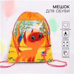 Мешок для обуви с карманом 420×350 мм, Союзмультфильм «Котёнок по имени Гав» (мягкий полиэстер, плотность 210D)