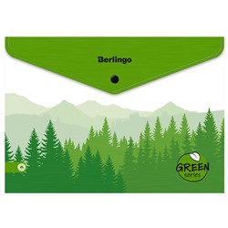 Папка-конверт на кнопке Berlingo "Green Series" А4, 180мкм, с рисунком