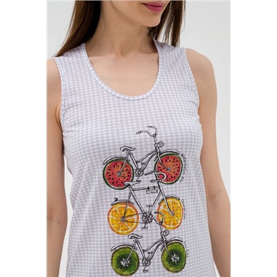 Ночная сорочка из кулирки Fruits&bikes / Клетка серая