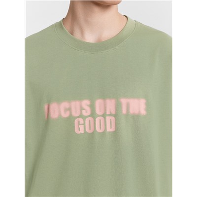 Футболка мужская хаки "focus on the good"