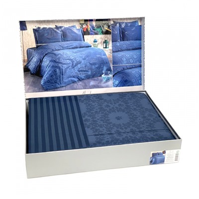 Постельное белье  Карвен  бамбук евро N065 Jardin индиго (Акция)