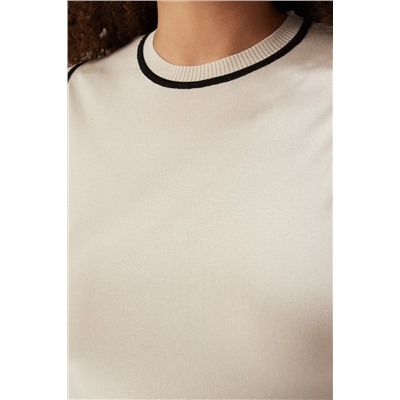 Ecru Line Detail Premium/Private Yarn Knitwear Blouse TBBSS25AF00073
