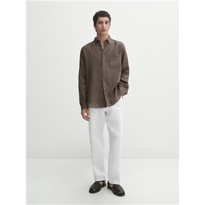 Camisa 100% lino bolsillo