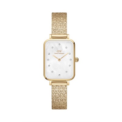 Reloj de cuarzo de acero Quadro 20 x 26 mm - Plateado y blanco