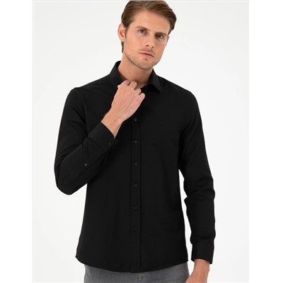 Black Oxford Slim Fit рубашка с длинным рукавом