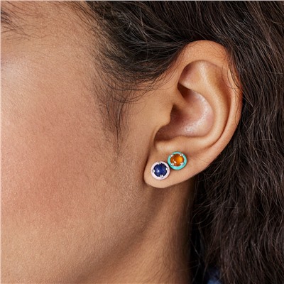 Pendientes Vibrant Color (x4) - plata - amatista - plateado