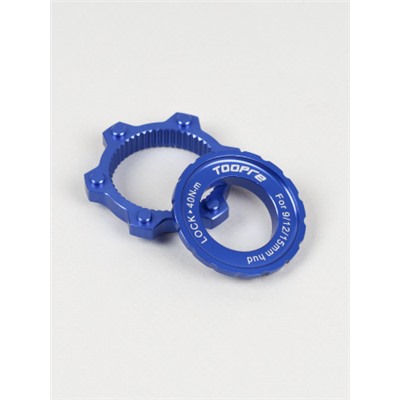 Адаптер тормозного диска (ротора) Six-hole (6 болтов) под крепление втулки Centerlock hub. TOOPRE CLDA-01 Комплект адаптер+ чашка. Синий