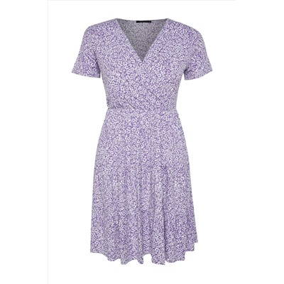Lila V -neck Цветочный рисунок вязание вязание большого размера TBBSS22EL1638