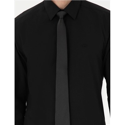 Black Slim Fit Basic рубашка с длинным рукавом