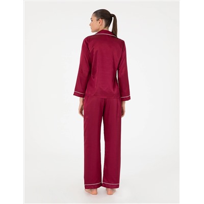 Bordeaux Satin Pajama Set
