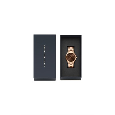 Reloj de cuarzo de acero y chapado en oro rosa Link Amber 36