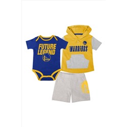 Fanatics Yellow NBA Golden State Warriors Bank Shot Creeper Short & T-Shirt Set