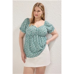 Зеленый цветок вязаный вязание Blought Blouse TBBSS25AF00087