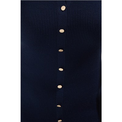Navy Blue Button Detred Midi Ditwear Plord Tbbss25ah00120