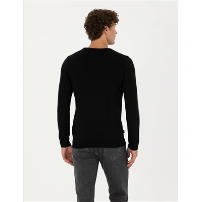 Black Slim Fit Bike Yaka Knitwear свитер