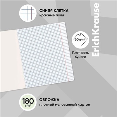 Тетрадь 12 листов в клетку ErichKrause «Классика», обложка мелованный картон, МИКС