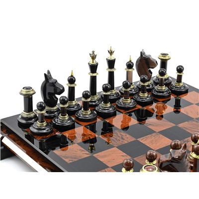 Шахматы из обсидиана 395*395*40мм, в подарочной упаковке