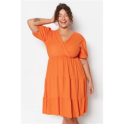 Open Orange Skater v -neck Cruve закрытие вязаного платья с большим размером TBBSS22EL2987