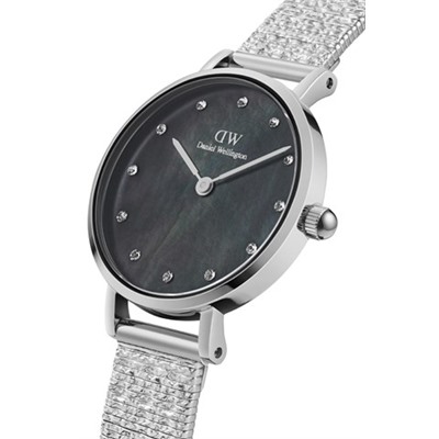 Reloj de cuarzo de acero Petite 28 mm - Plateado y negro