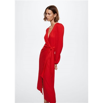 Vestido cruzado nudo -  Mujer | MANGO OUTLET España