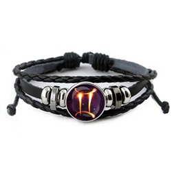 BSK-0326 Кожаный браслет Знаки Зодиака - Близнецы