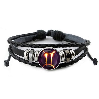 BSK-0326 Кожаный браслет Знаки Зодиака - Близнецы