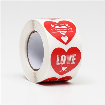 Наклейки в рулоне  "Love you",500 шт,3,8 х 3,8 см
