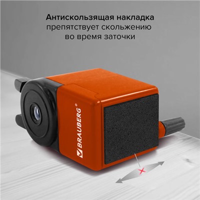 Точилка механическая BRAUBERG "JET", металлический механизм, корпус оранжевый, 229567