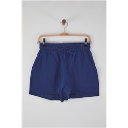 Navy Blue Muslin Beach Short TBESS25SR00008