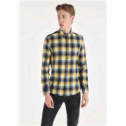 Slim Fit Рубашка уравнение шеи мужская темно -синяя рубашка с длинным рукавом