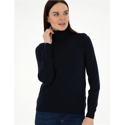 Navy Blue Slim Fit Basic Sweater