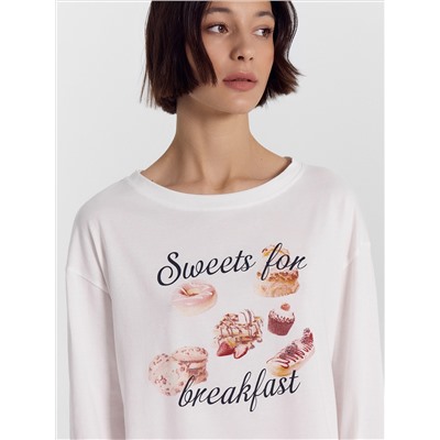 Пижама женская розовая с надписью "Sweets for breakfast"