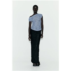 ASYMMETRIC GATHERED LACE TOP