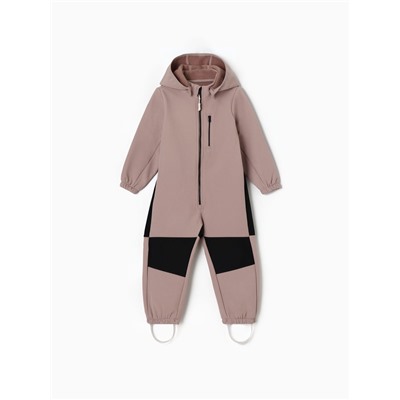 Комбинезон демисезонный для девочек MINAKU из Softshell на флисе, непромокаемый, бежевый, рост 116 см
