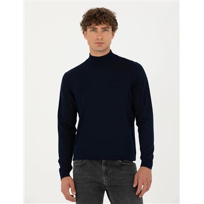 Navy Blue Slim Fit Half Fisherman воротнич