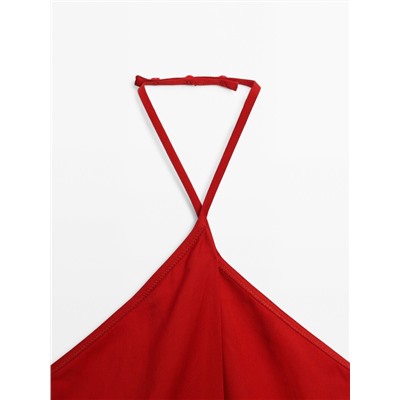 Halter midi dress with pleated detail