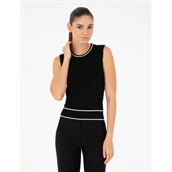 Black Slim Fit Knitwear Blouse