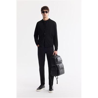 Черный поло яка кнопка Rayon Knitwear Cardigan